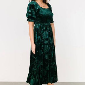 Seville Velvet Midi Dress (Emrald)